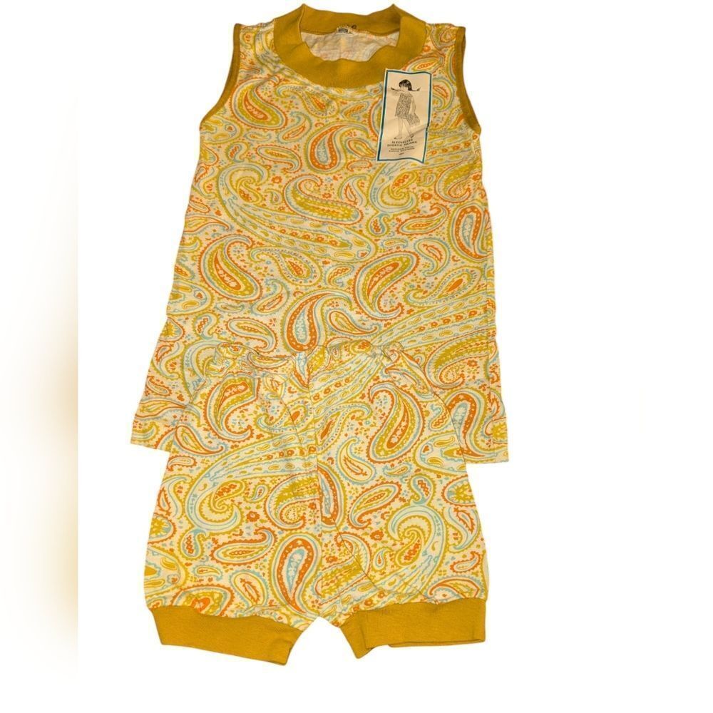 Hanes girls 70s vintage Paisley print pajama set size 4‎ NWT